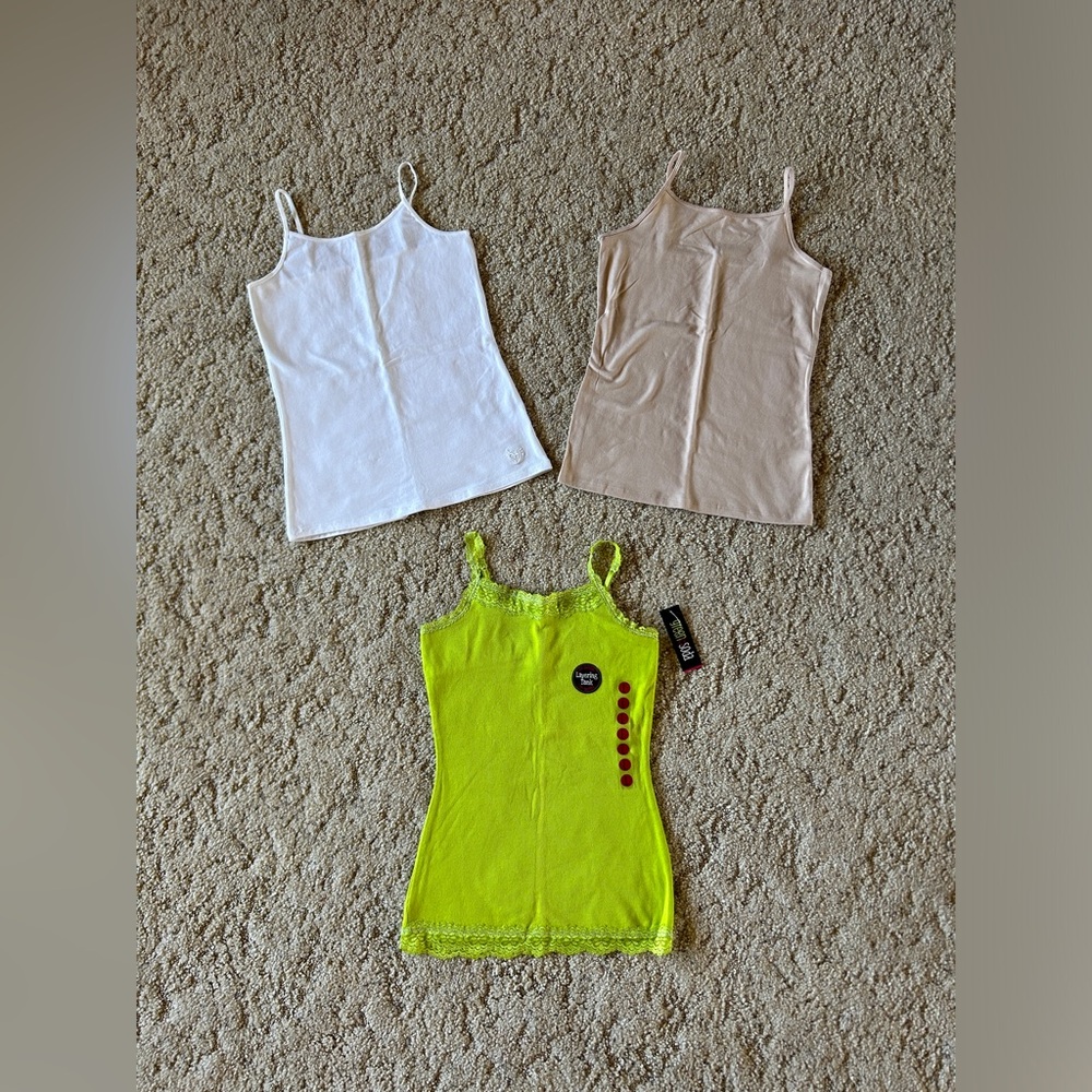 Lot of 3 Girls (10-12) Spaghetti Strap Tank Tops. Justice, Green Soda,Cat & Jack